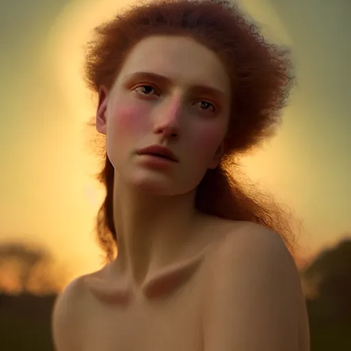 Image similar to photographic portrait of a stunningly beautiful arts and crafts movement renaissance female in soft dreamy light at sunset, contemporary fashion shoot, by edward robert hughes, annie leibovitz and steve mccurry, david lazar, jimmy nelsson, breathtaking, 8 k resolution, extremely detailed, beautiful, establishing shot, artistic, hyperrealistic, beautiful face, octane render