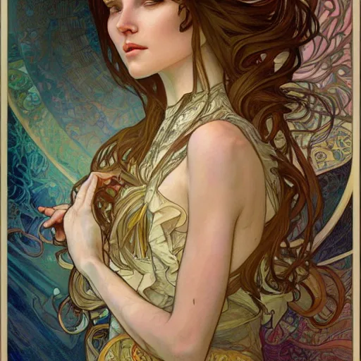 Prompt: a portrait in the style of anna dittmann and donato giancola and alphonse mucha.