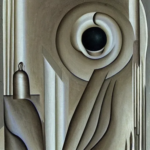 Image similar to A kinetic sculpture. A rip in spacetime. Did this device in his hand open a portal to another dimension or reality?! illuminated manuscript by Kay Sage exciting