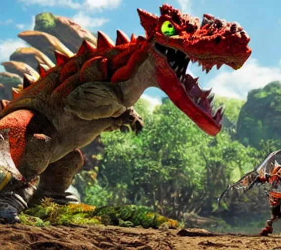 Image similar to yoshi in monster hunter