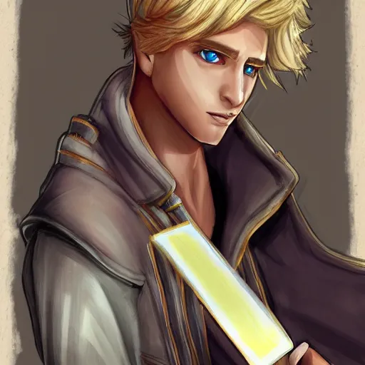 Image similar to A blonde boy fantasy thief in a fantasy setting, epic fantasy art style