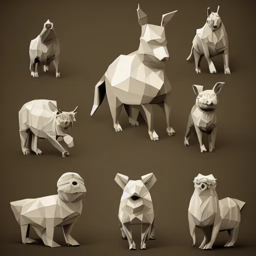 Prompt: low-poly animal 3d model pack, cgsociety, octane render