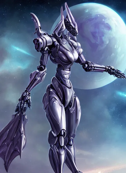 Image similar to cinematic goddess shot, cosmic sized perfectly proportioned stunning beautiful hot anthropomorphic robot mecha female dragon, in space, nebula sized, larger than galaxies, galaxy floating in palm, sleek silver armor, epic proportions, epic size, epic scale, digital art, furry art, macro art, dragon art, giantess art, warframe fanart, furaffinity, deviantart