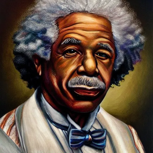 Prompt: african american einstein portrait