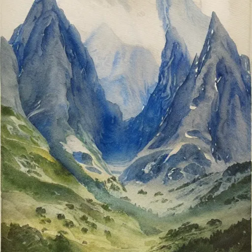 Image similar to middle earth landscapes by j. r. r. tolkien, watercolor,