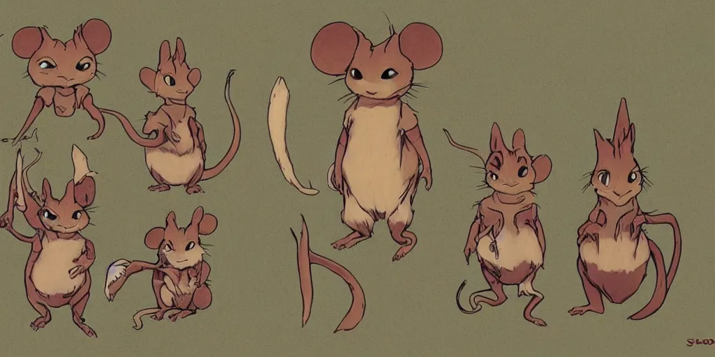 Image similar to character design, concept art, sprite of a mousefolk, by studio ghibli,