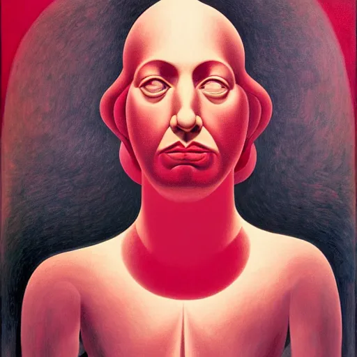 Prompt: surreal red and pink conceptual figurative post - morden monumental dynamic portrait by magritte and hogarth, inspired by william blake and gaugin, illusion surreal art, highly conceptual figurative art, intricate detailed illustration, controversial poster art, polish poster art, geometrical drawings, no blur