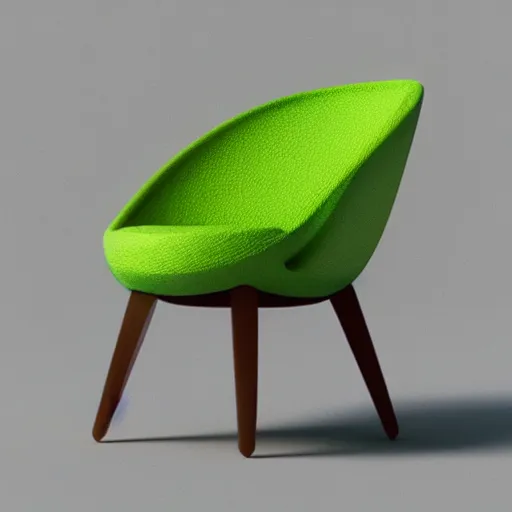 Prompt: a chair that looks like an avocado sitting on top of a white table, a 3 d render by susan weil, behance, ecological art, behance hd, rendered in cinema 4 d, made of soft fabric