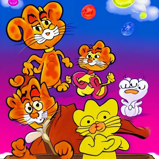 Prompt: garfield and friends