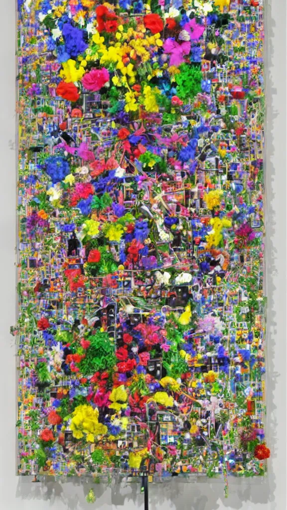 Image similar to gui for a program that brings u flowers in the pouring rain, esoteric, by nam june paik
