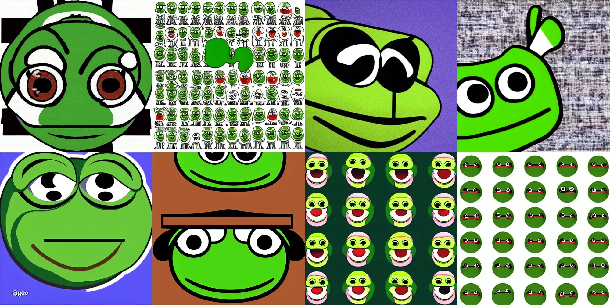 Prompt: pepe the frog emoticons