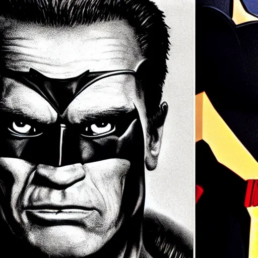 Prompt: arnold schwarzenegger as batman