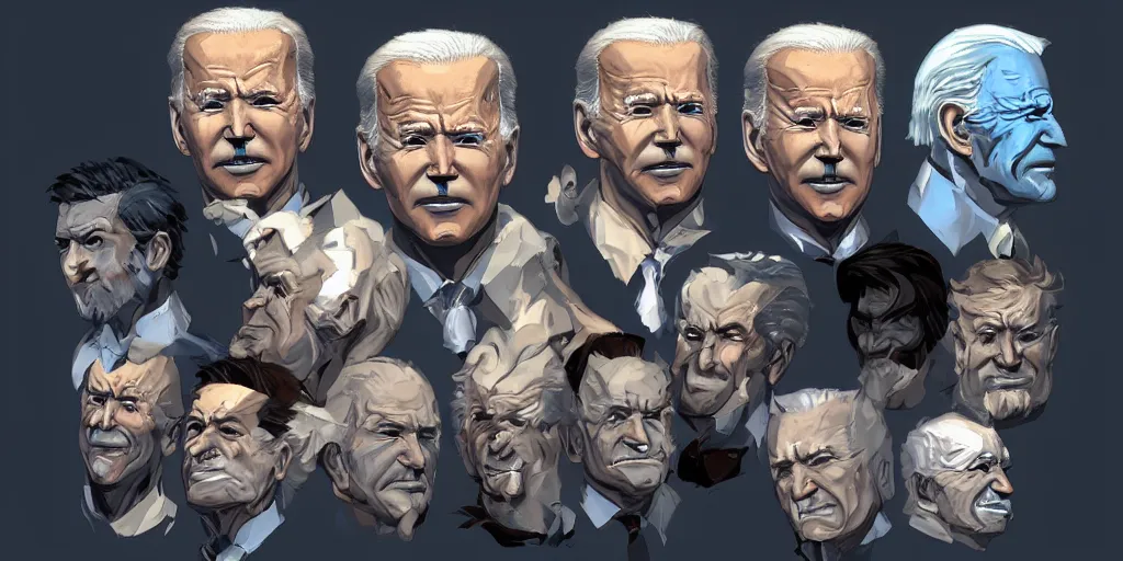 Image similar to biden elemental art artstation, perfect faces