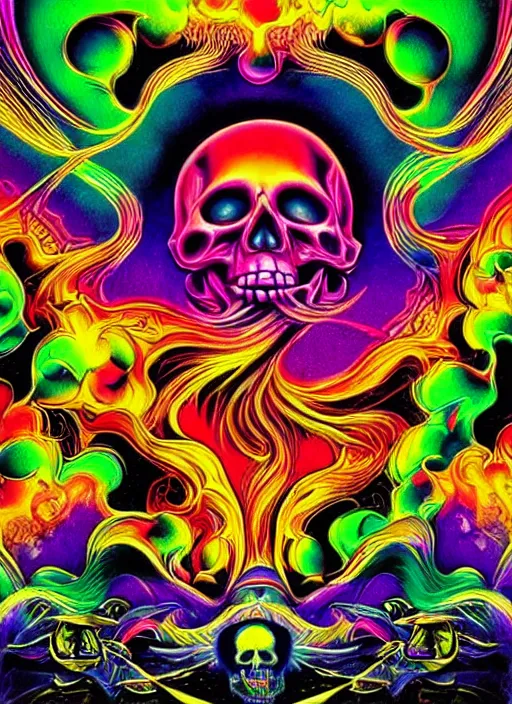 Image similar to psychedelic skull infinite fractal worlds bright neon colors highly detailed cinematic artwork by franz marc