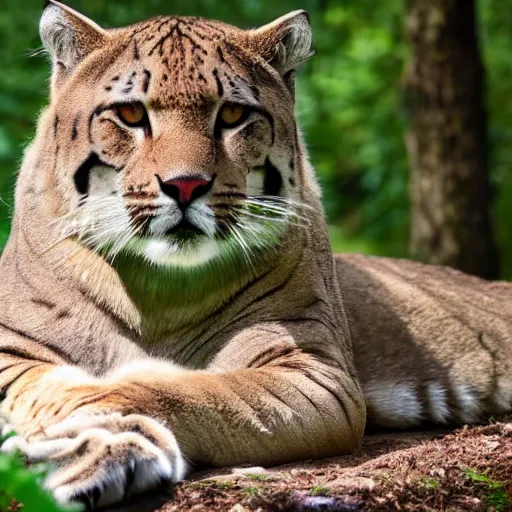 Prompt: big cat sitting in forest