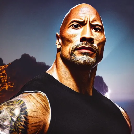 Prompt: A portrait of Dwayne Johnson, in the style of Mappa,