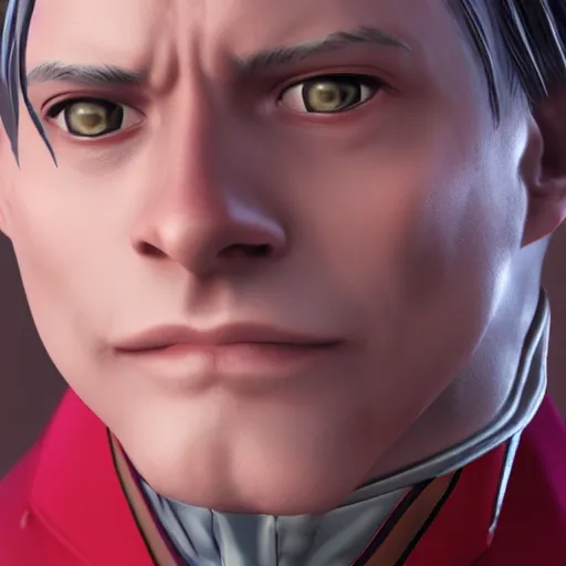 Image similar to a highly detailed portrait of miles edgeworth from ace attorney as a character from arcane, unreal engine, 3 d render