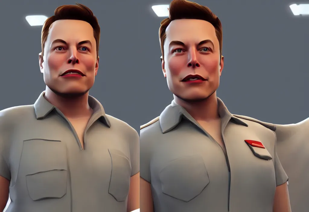 Image similar to elon musk in team fortress 2, elon musk in the video game team fortress, gameplay screenshot, close up, 3 d rendering. unreal engine. amazing likeness. very detailed.