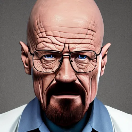 Image similar to realistic photo of walter white in a shape of troll face