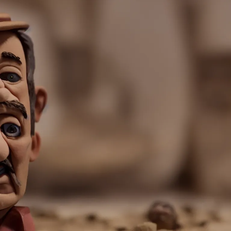 Image similar to a cinematic film still of a claymation stop motion film starring bill murray, shallow depth of field, 8 0 mm, f 1. 8