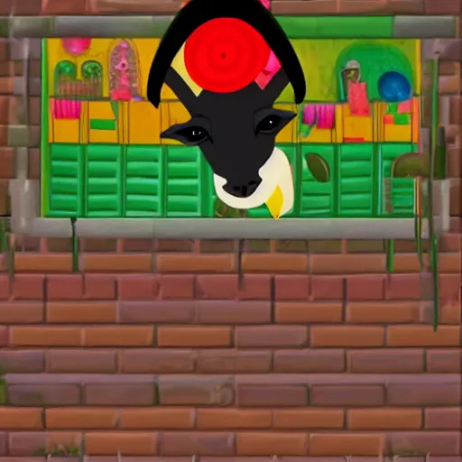 Image similar to a black goat in viva pinata, screenshot