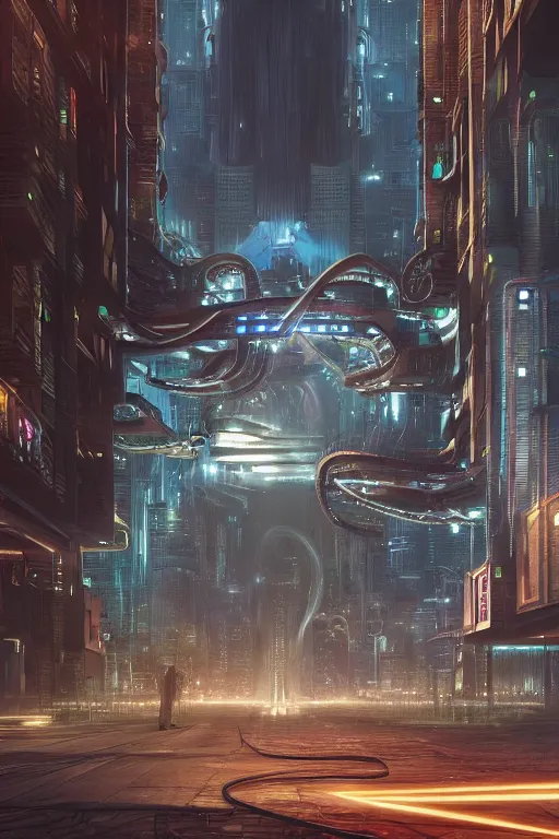 Image similar to a curly - haired cyborg in a retrofuturistic city by david a hardy and noriyoshi ohrai, highly detailed, cinematic composition, trending on artstation, octane render, 8 k