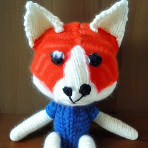 Image similar to cute fox made of yarn