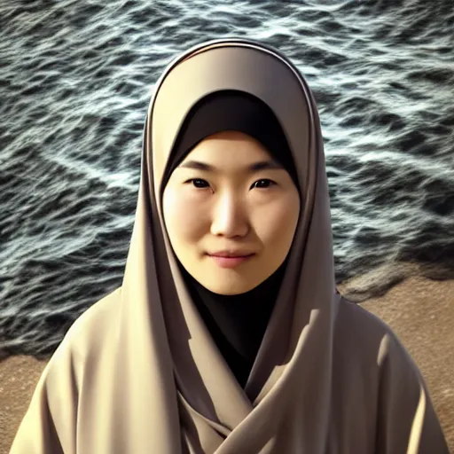 Image similar to closeup portrait of Naganohara Yoimiya Converts to Islam, depth of field, zeiss lens, detailed, symmetrical, centered, fashion photoshoot, by Annie Leibovitz and Steve McCurry, David Lazar, Jimmy Nelsson, Breathtaking, 8k resolution, extremely detailed, beautiful, establishing shot, artistic, hyperrealistic, beautiful face, octane render