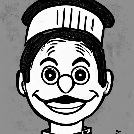 Prompt: portrait of a cook smiling at the camera, cartoon, digital art, symmetrical face