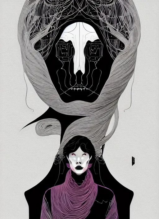 Image similar to portrait of grim reaper, artstation winner by victo ngai, kilian eng and by jake parker, by conrad roset, black and white color lines, winning award masterpiece, fantastically gaudy, aesthetic octane render, 8 k hd resolution