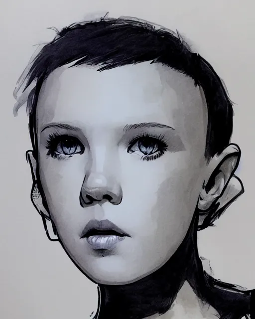 Image similar to marker sketch of millie bobby brown by yoji shinkawa