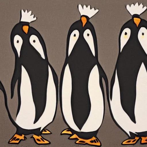 Prompt: penguins in dresses