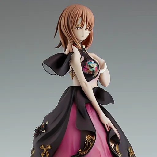 Prompt: 80mm, resin detailed anime figure of a female wearing a baroque dress-H 704