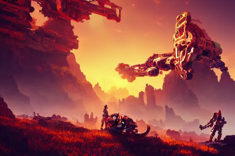 Image similar to scorcher machine mecanical creature robot of horizon forbidden west horizon zero dawn radiating a glowing aura global illumination ray tracing hdr fanart arstation by ian pesty and alena aenami artworks in 4 k