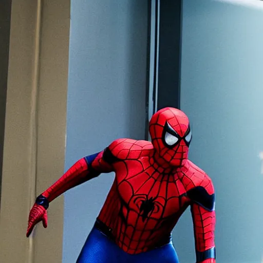 Image similar to film still of Laurence Fishburne as Spider-Man in the Amazing Spider-Man, WLOP