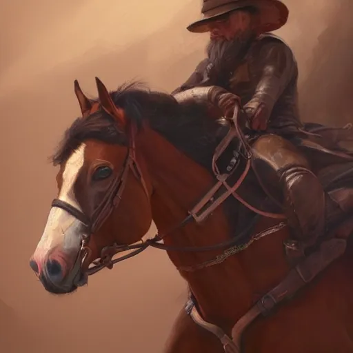 Image similar to portrait of a man riding a horse, elegant, highly detailed, oil painting, artstation, concept art, matte, sharp focus, illustration