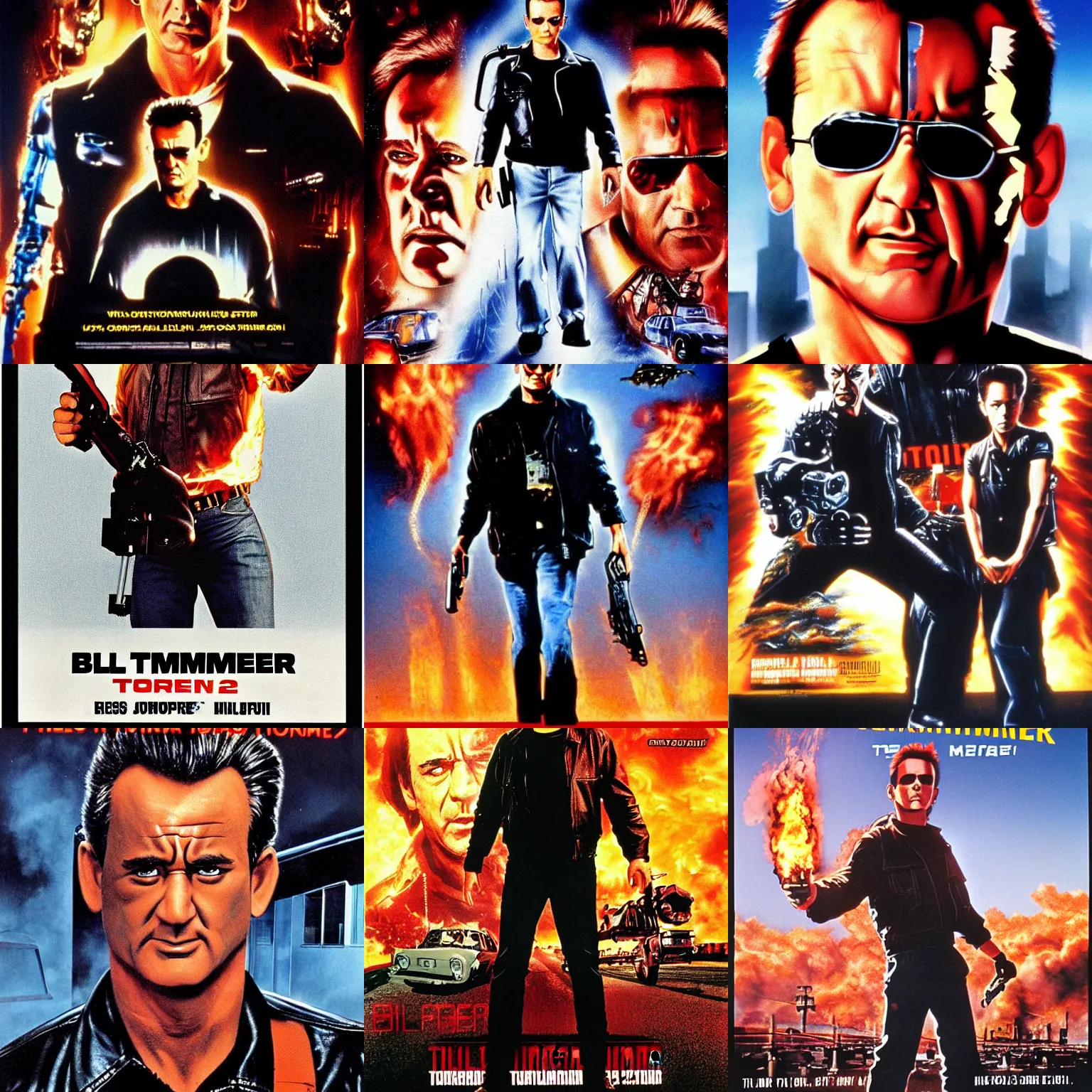 Prompt: movie poster of terminator 2 starring bill murray