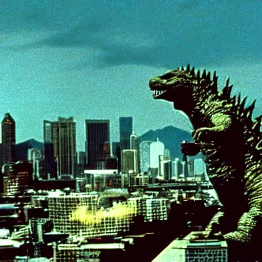 Image similar to a film still of Godzilla in Fear and Loathing in Las Vegas (1998)