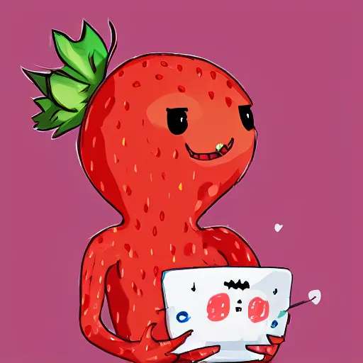 Image similar to adorable strawberry creature trending on pixiv