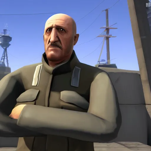 Image similar to Mike Ehrmantraut in Team Fortress 2, HD 4k game screenshot, Valve official announcement, new character