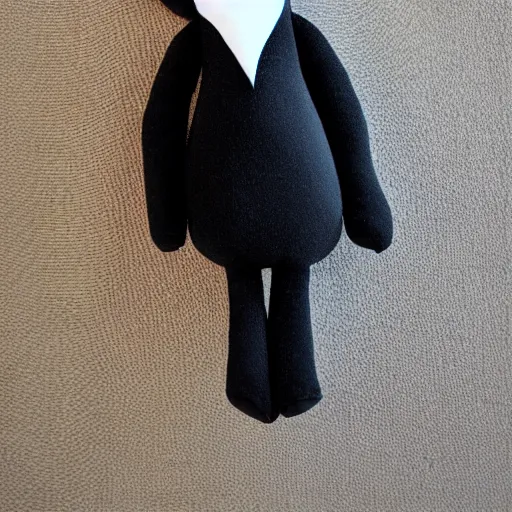 Image similar to plush of a stork wearing a black suit