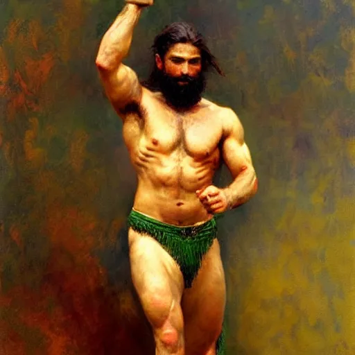 Prompt: young warrior marching, male, muscular, green eyes!!!!, straight nose!!!!!, beard, detailed face, thighs!!!!! gorgeous, amazing, muscular, intricate, highly detailed, painting by Gaston Bussiere, Craig Mullins