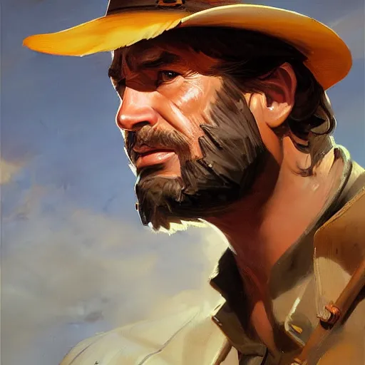 Image similar to greg manchess portrait painting of partially armored indiana jones as overwatch character, medium shot, asymmetrical, profile picture, organic painting, sunny day, matte painting, bold shapes, hard edges, street art, trending on artstation, by huang guangjian, gil elvgren, ruan jia, randy vargas, greg rutkowski