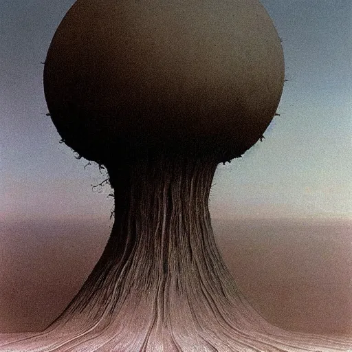 Prompt: nuclear explosion painted by zdzisław beksinski