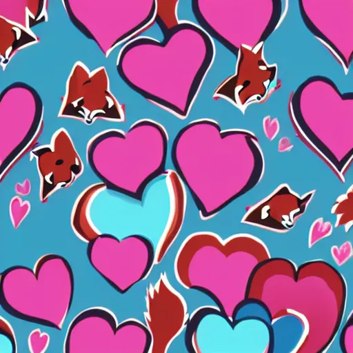 Image similar to fox cute heart illustration trans flag colors