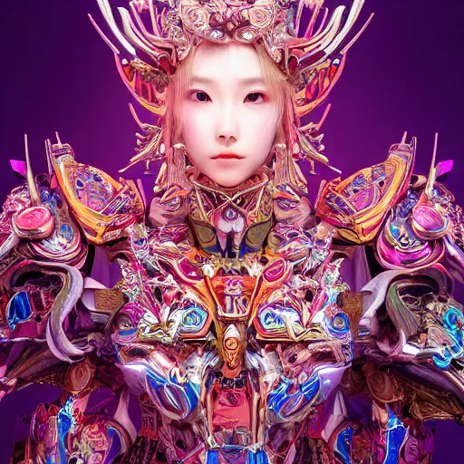 Prompt: studio portrait of lee ji - eun as colorful divine mech paladin transformers, absurdly beautiful, elegant, sexy, super fine surreal detailed facial by kim jung gi, irakli nadar, intricate lines, clear focus, vivid colors, matte, octopath voyager, final fantasy, unreal engine, global illumination, radiant light, renaissance venice during blood moon environment