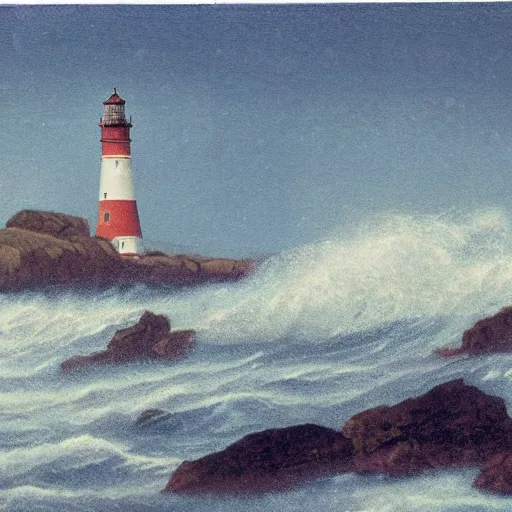 Image similar to moonlit waves on the shore with longship's lighthouse, cornwal, land's end, by albert julius olson