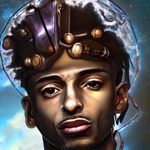 Image similar to playboi carti in futuristic steampunk style digital art 4 k the detailed super realistic