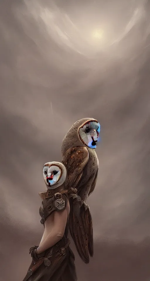 Prompt: barn owl painting in a style of charlie bowater, matte painting, 8k, fantasy