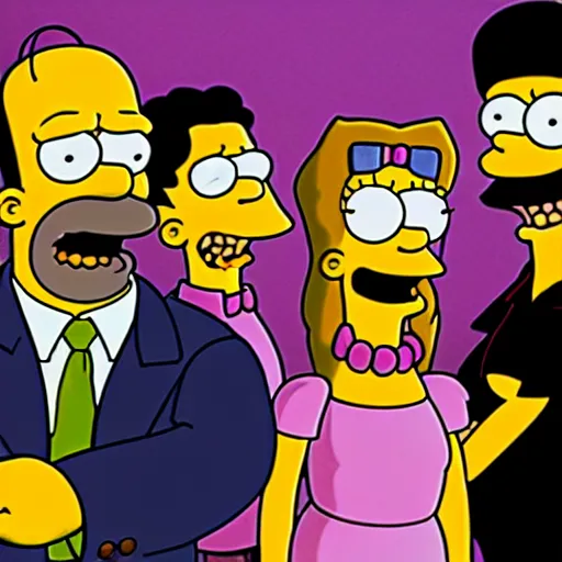 Image similar to the cast of the simpsons playing the roles in clerks